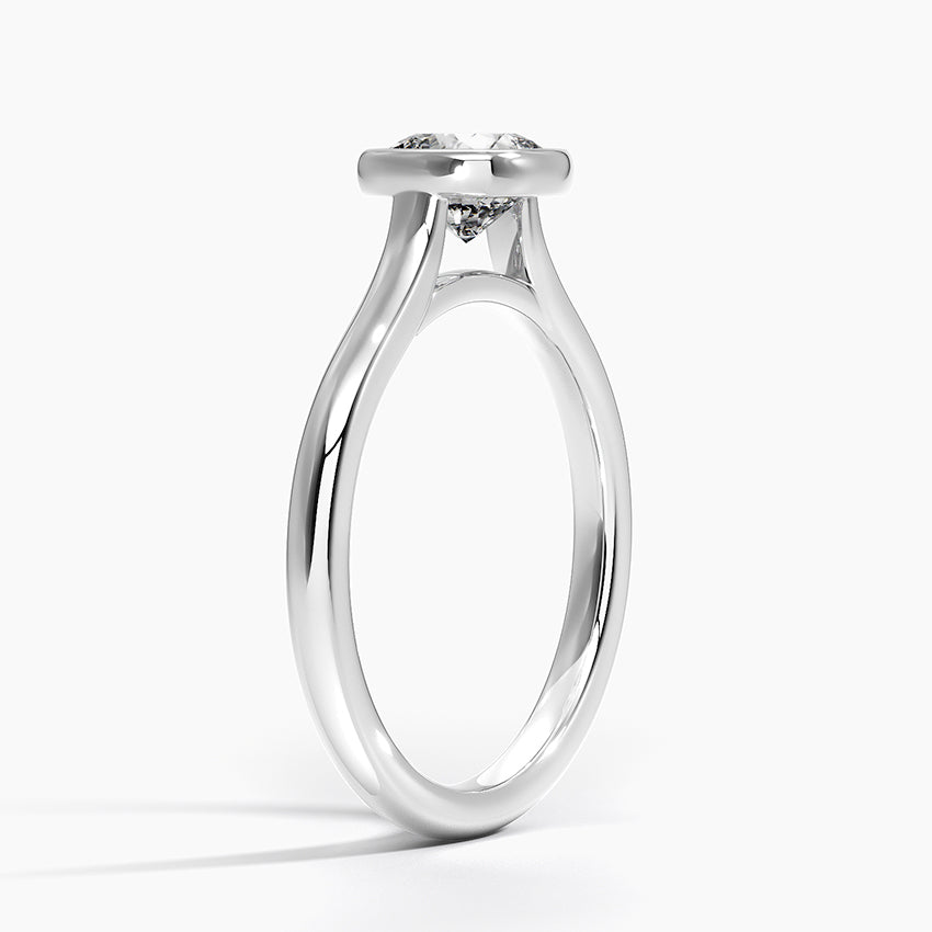 Bezel Lab Grown Diamond Engagement Ring 18K Gold - Cushion