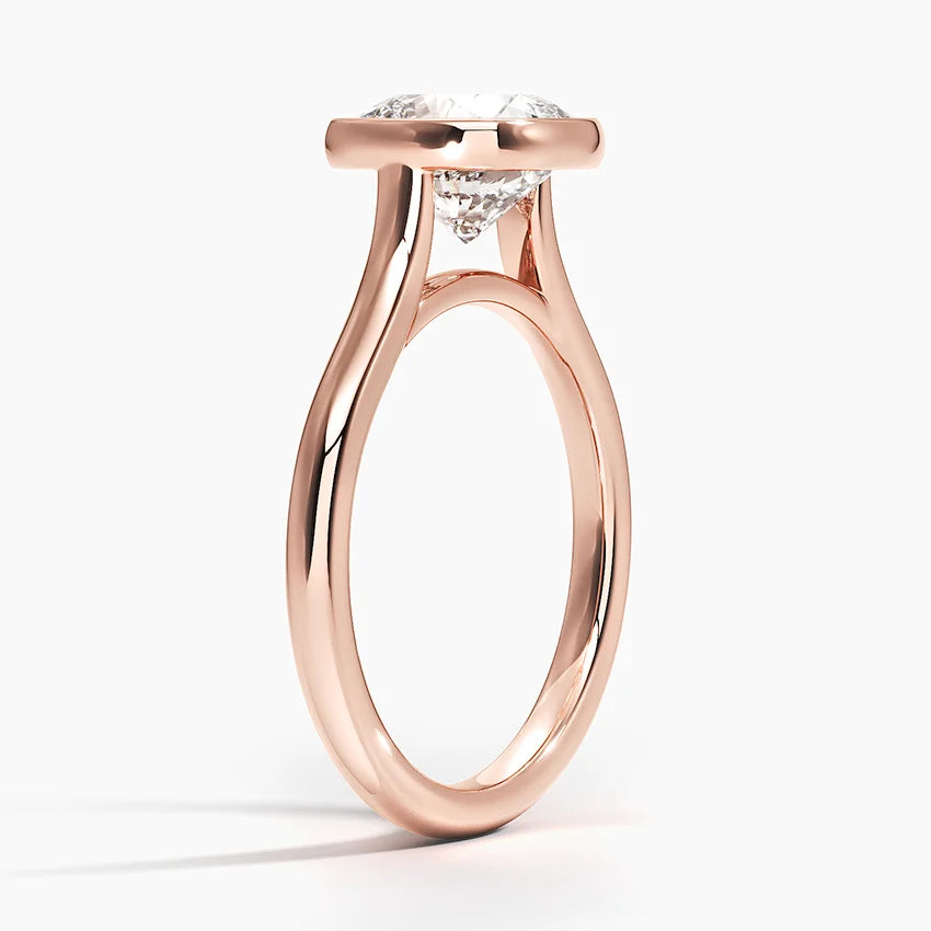 Bezel Lab Grown Diamond Engagement Ring 18K Gold - Cushion