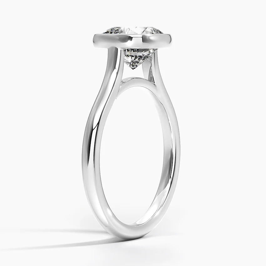 Bezel Lab Grown Diamond Engagement Ring 18K Gold - Cushion