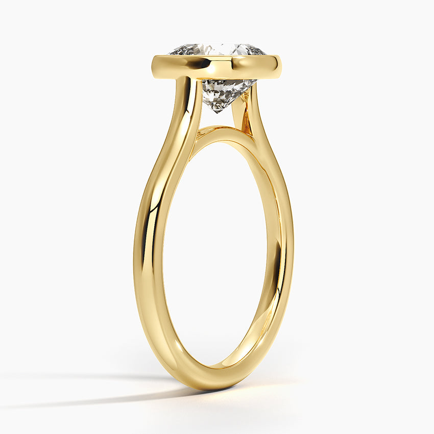 Bezel Lab Grown Diamond Engagement Ring 18K Gold - Cushion