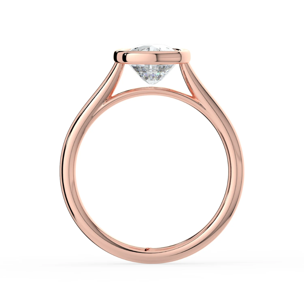 Bezel Lab Grown Diamond Engagement Ring in 18K Gold - Elongated Cushion