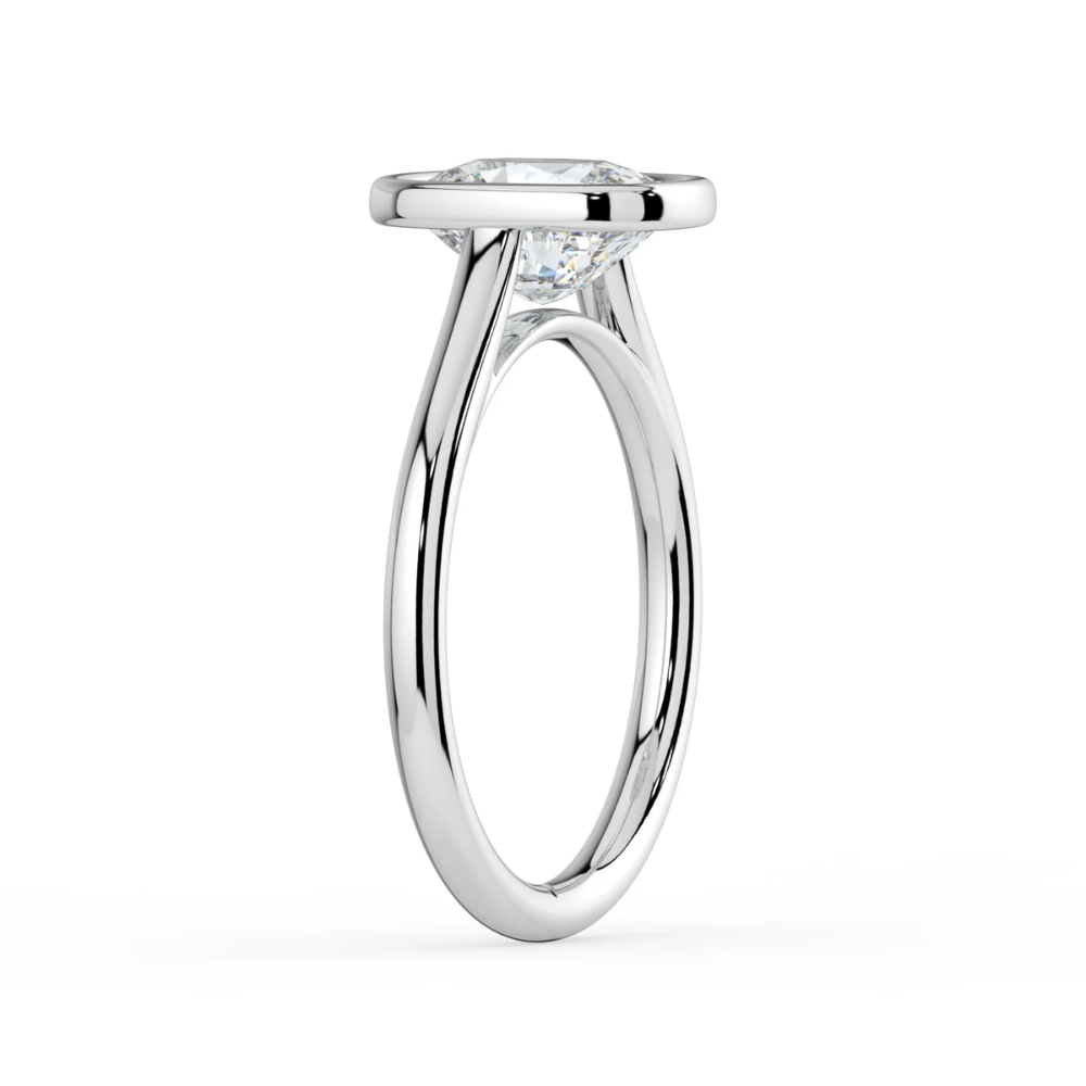 Bezel Lab Grown Diamond Engagement Ring in 18K Gold - Elongated Cushion