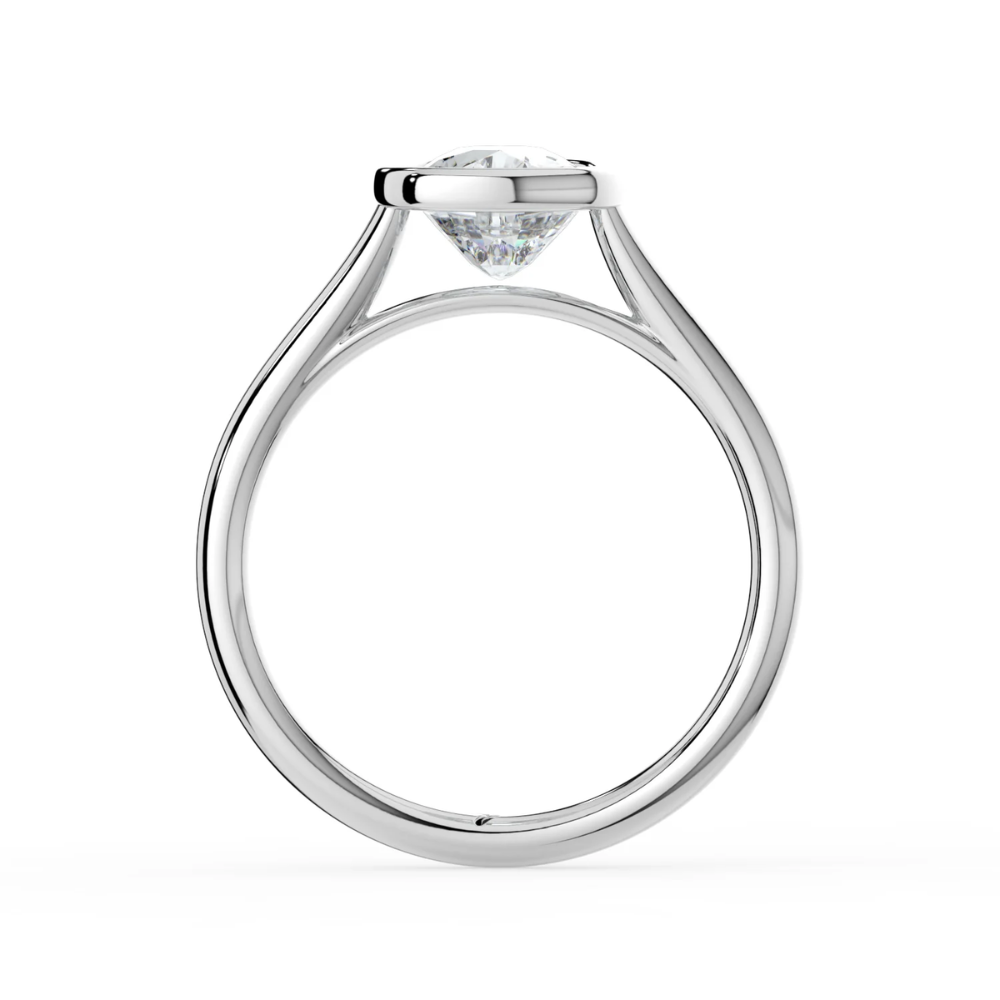 Bezel Lab Grown Diamond Engagement Ring in 18K Gold - Elongated Cushion
