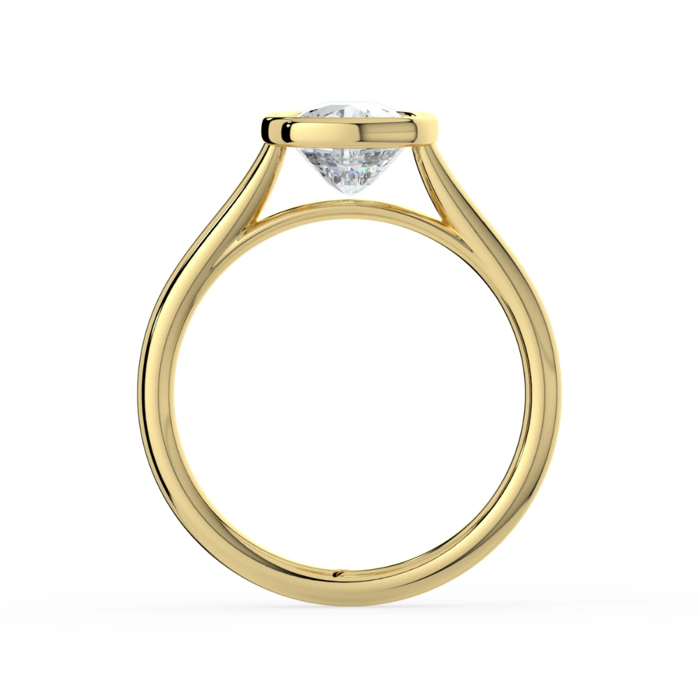 Bezel Lab Grown Diamond Engagement Ring in 18K Gold - Elongated Cushion