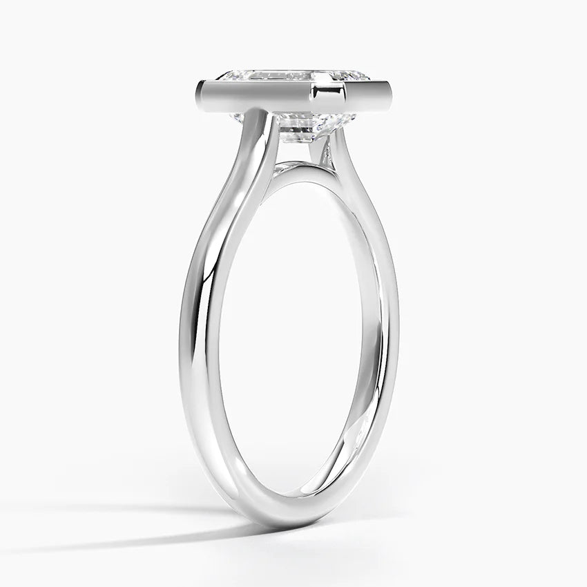 Bezel Lab Grown Diamond Engagement Ring 18K Gold - Emerald