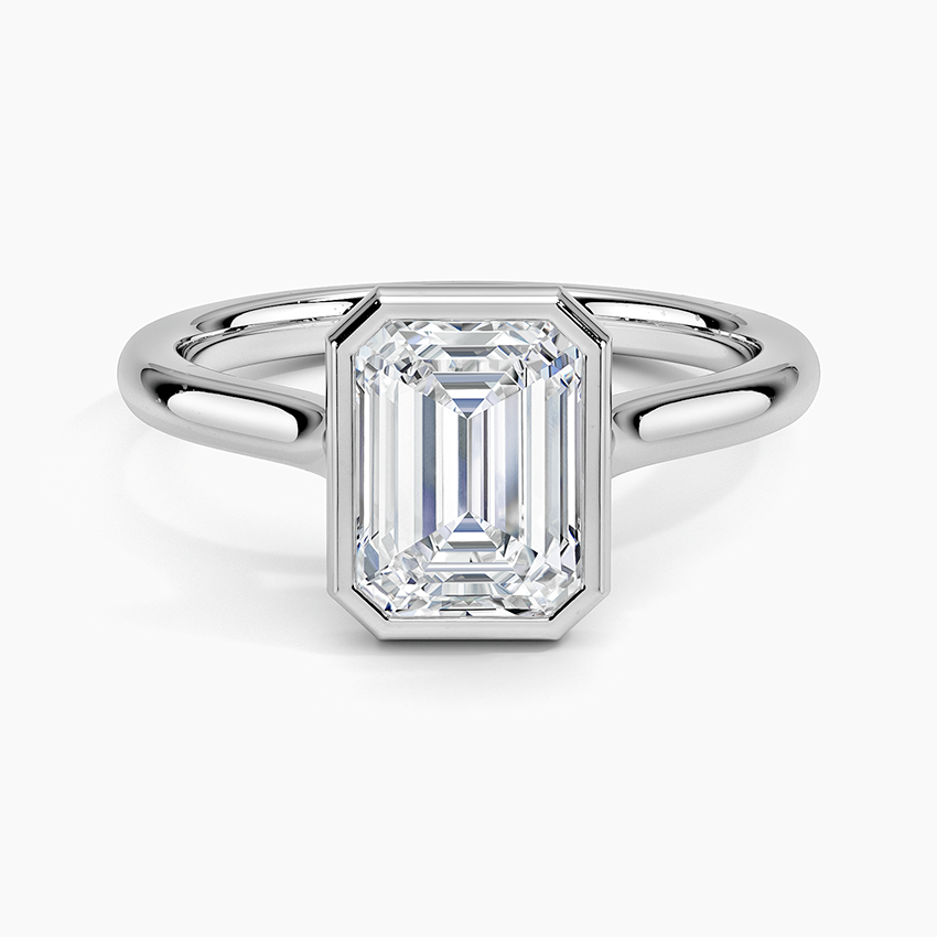 Bezel Lab Grown Diamond Engagement Ring 18K Gold - Emerald