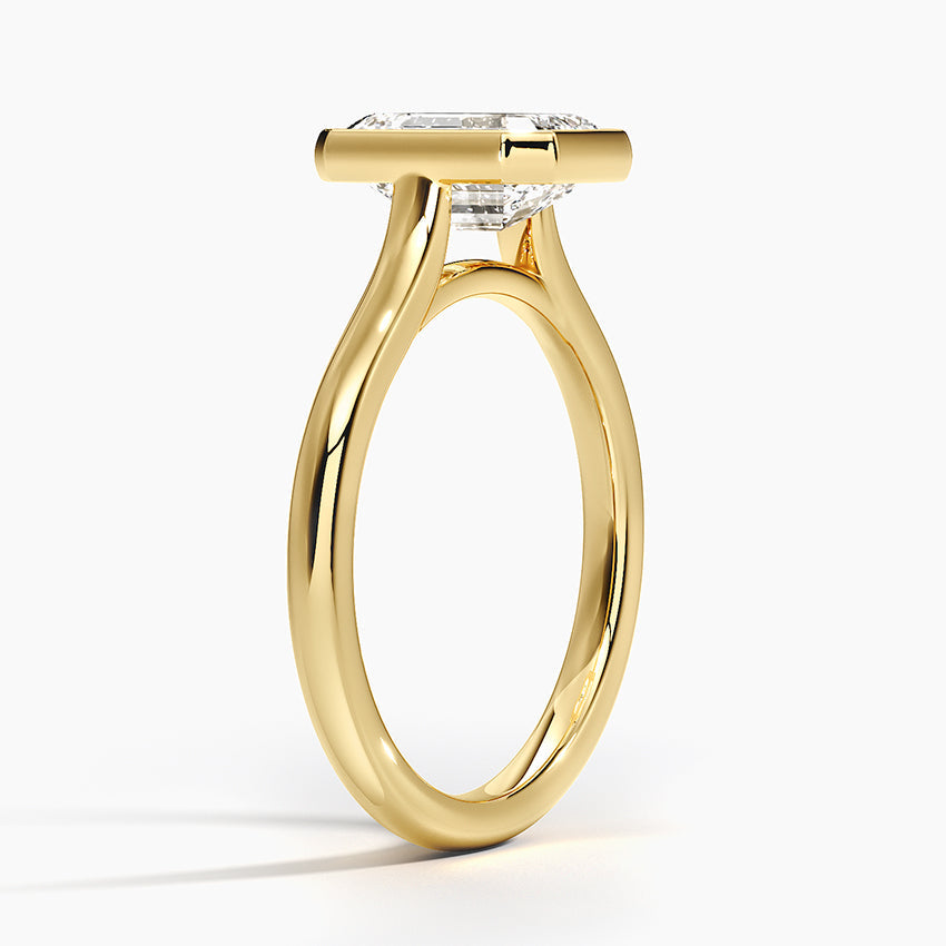 Bezel Lab Grown Diamond Engagement Ring 18K Gold - Emerald