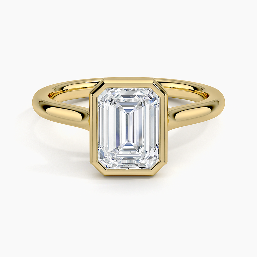 Bezel Lab Grown Diamond Engagement Ring 18K Gold - Emerald