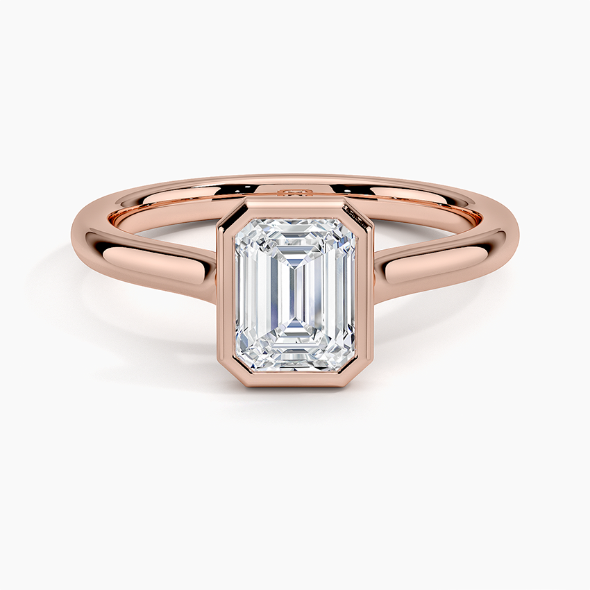 Bezel Lab Grown Diamond Engagement Ring 18K Gold - Emerald