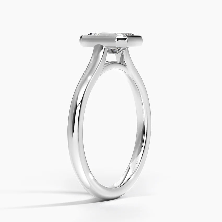 Bezel Lab Grown Diamond Engagement Ring 18K Gold - Emerald