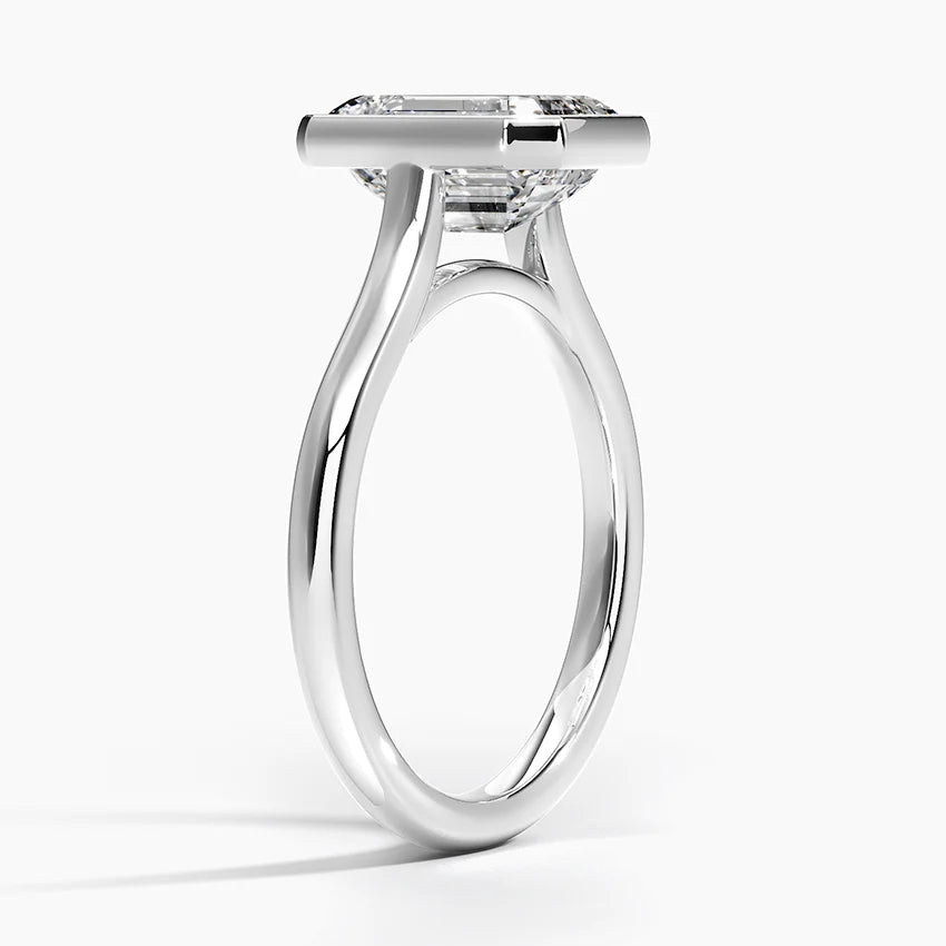 Bezel Lab Grown Diamond Engagement Ring 18K Gold - Emerald