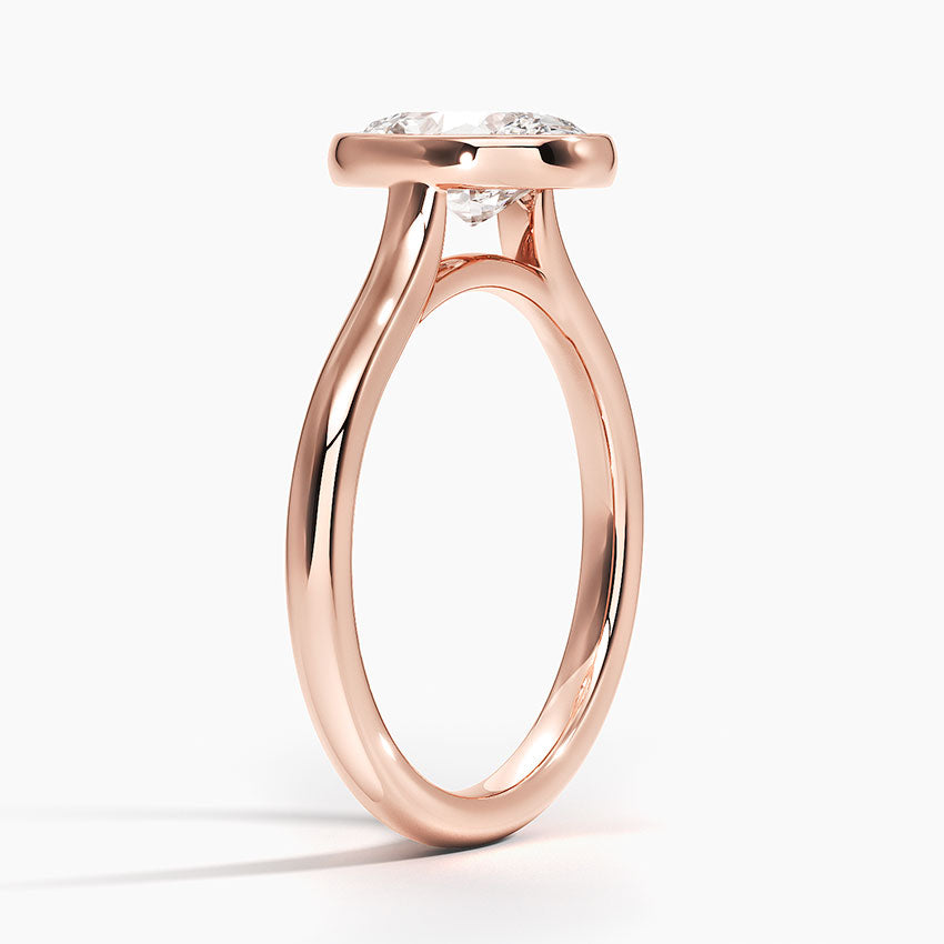 Bezel Lab Grown Diamond Engagement Ring 18K Gold - Oval