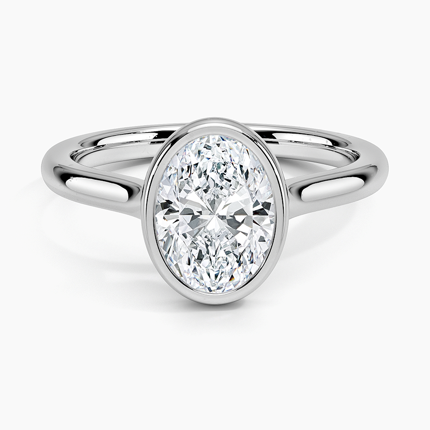 Bezel Lab Grown Diamond Engagement Ring 18K Gold - Oval