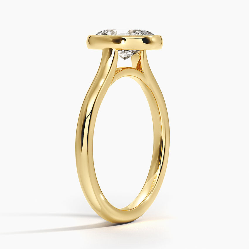 Bezel Lab Grown Diamond Engagement Ring 18K Gold - Oval