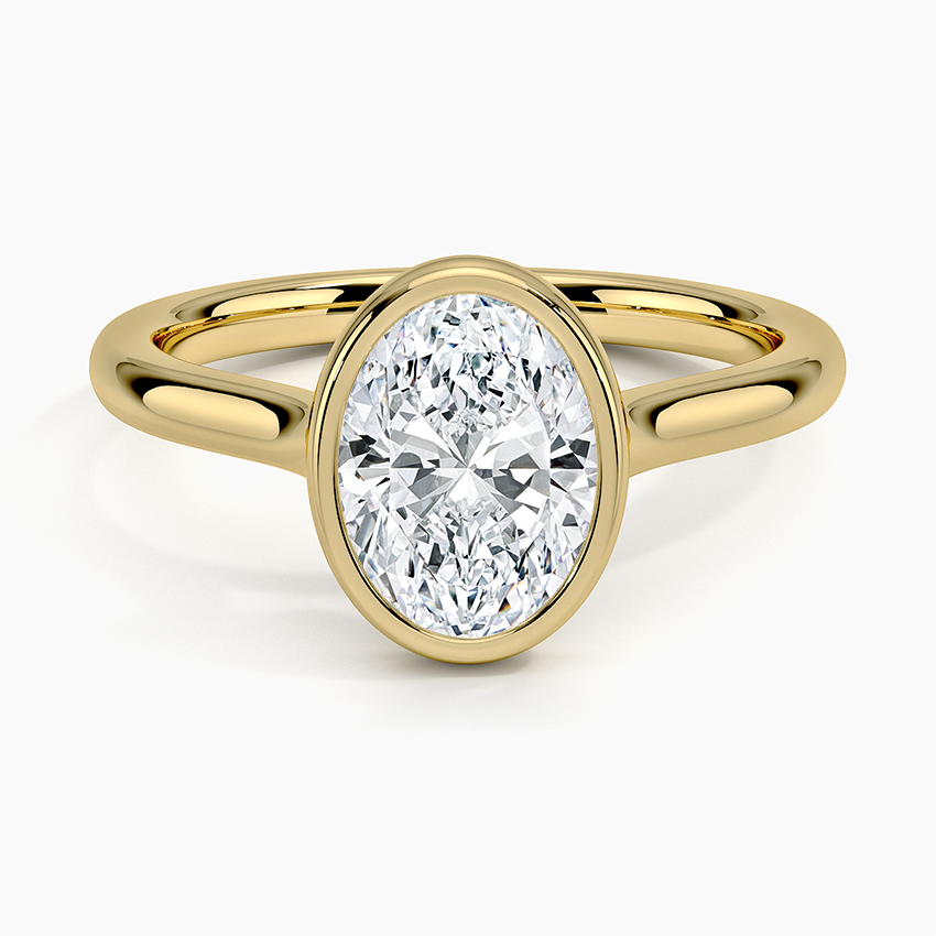 Bezel Lab Grown Diamond Engagement Ring 18K Gold - Oval
