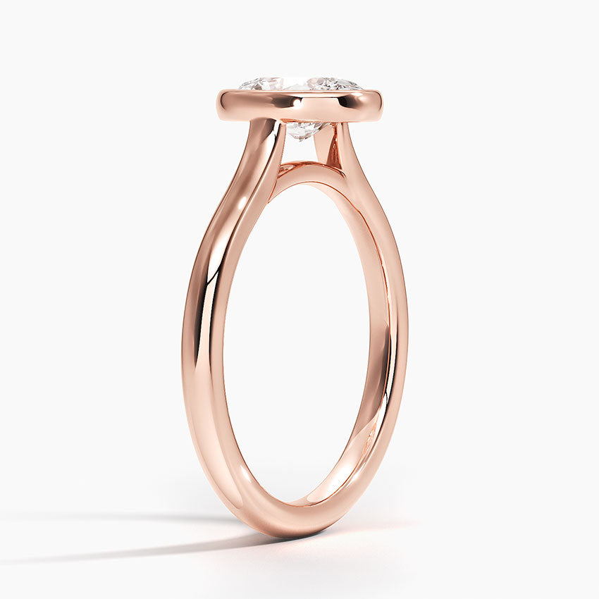 Bezel Lab Grown Diamond Engagement Ring 18K Gold - Oval