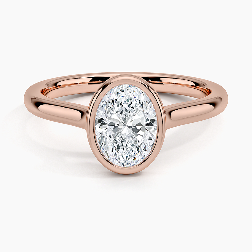 Bezel Lab Grown Diamond Engagement Ring 18K Gold - Oval