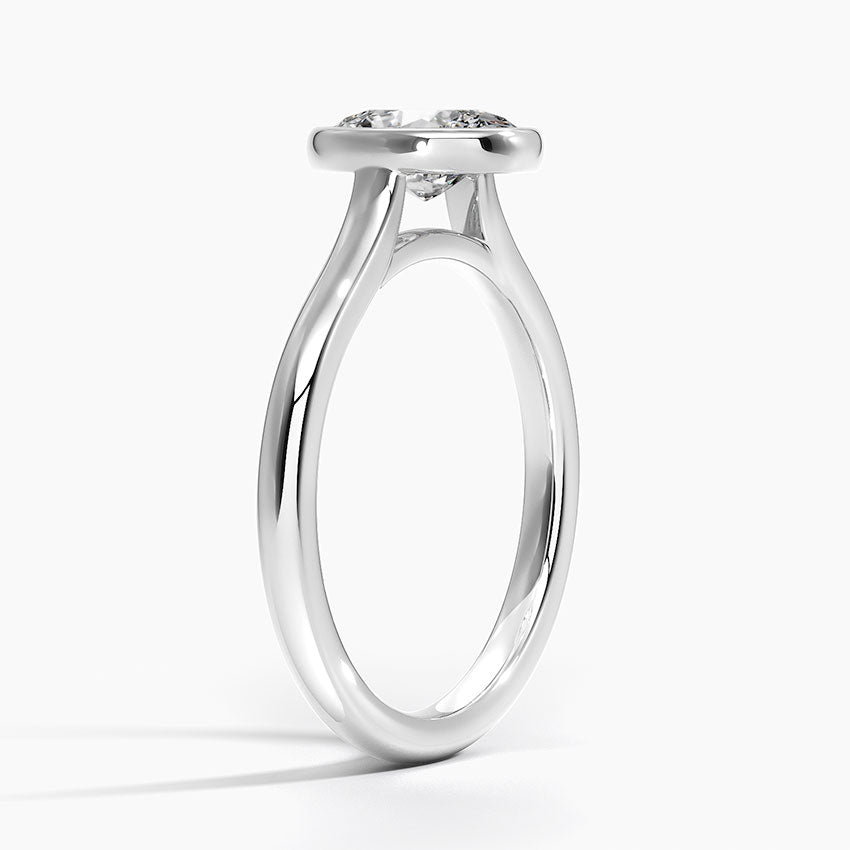 Bezel Lab Grown Diamond Engagement Ring 18K Gold - Oval