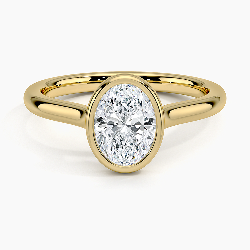 Bezel Lab Grown Diamond Engagement Ring 18K Gold - Oval