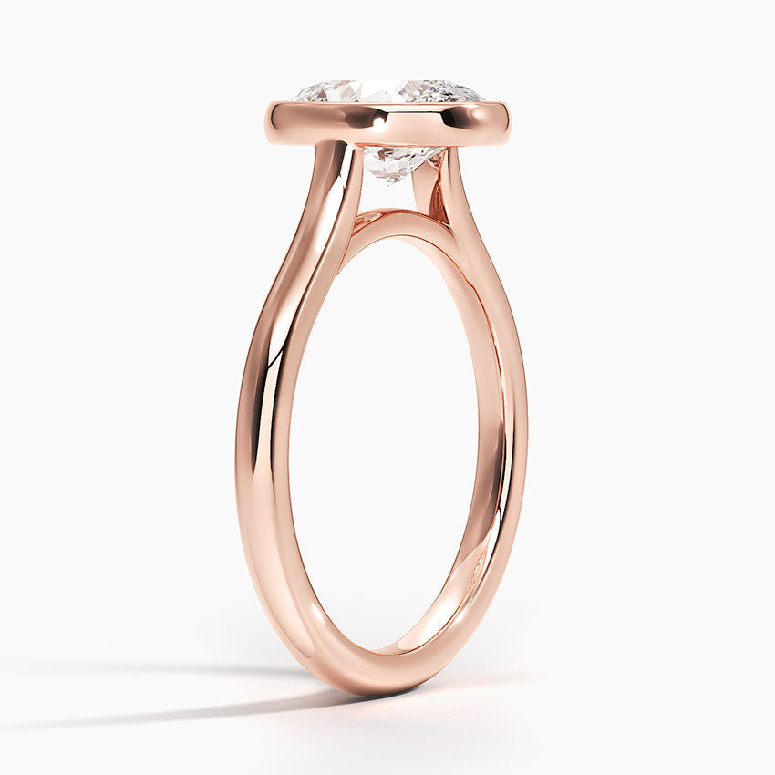 Bezel Lab Grown Diamond Engagement Ring 18K Gold - Oval