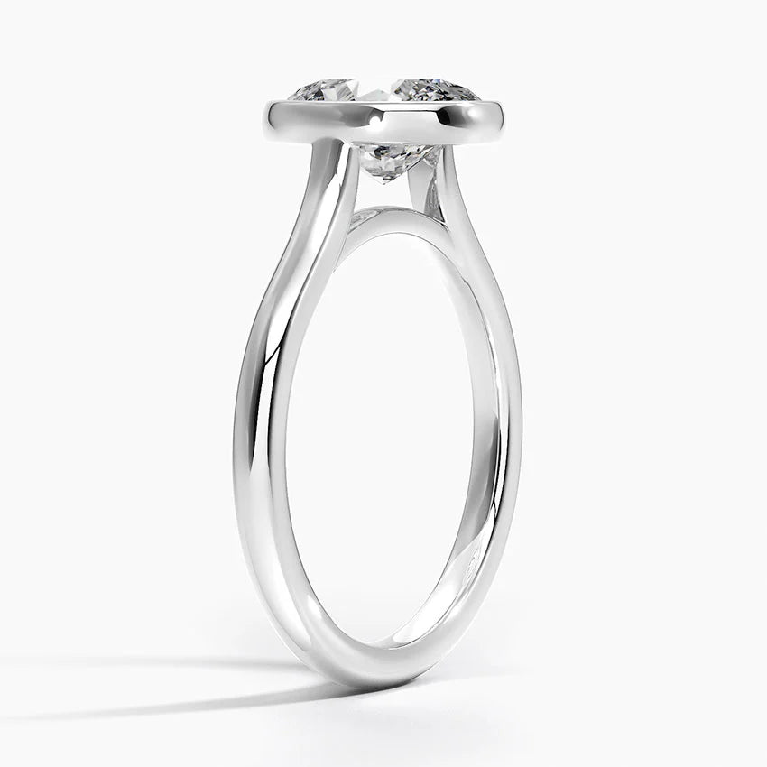 Bezel Lab Grown Diamond Engagement Ring 18K Gold - Oval