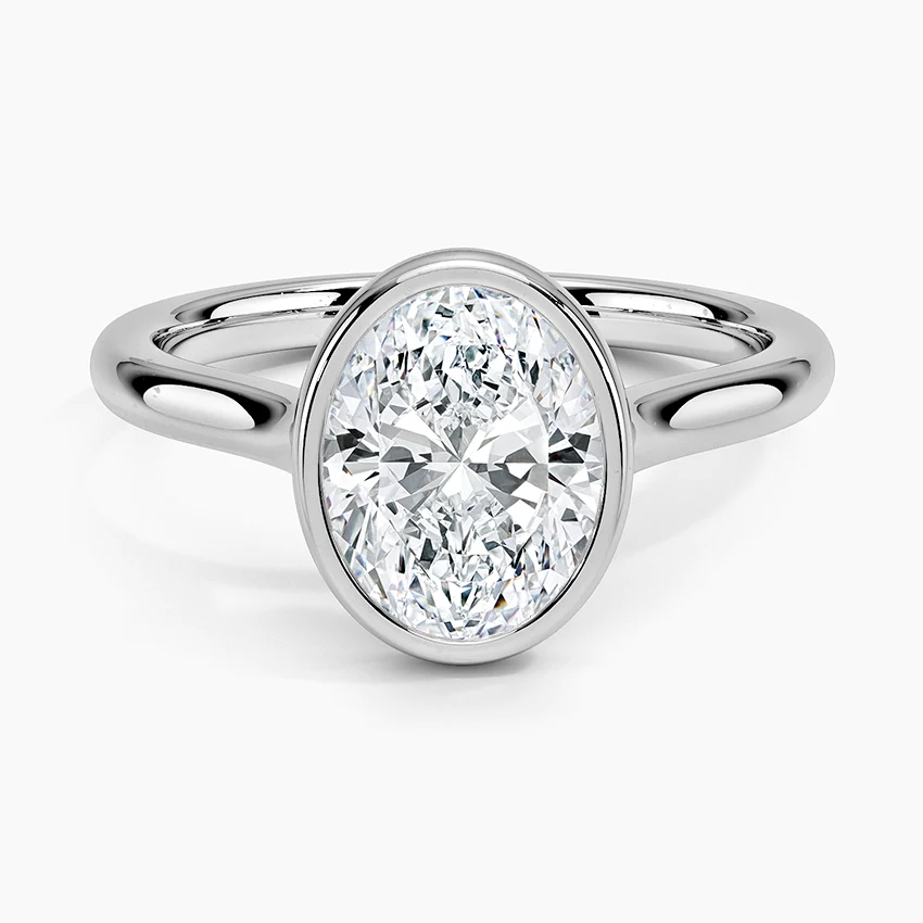 Bezel Lab Grown Diamond Engagement Ring 18K Gold - Oval