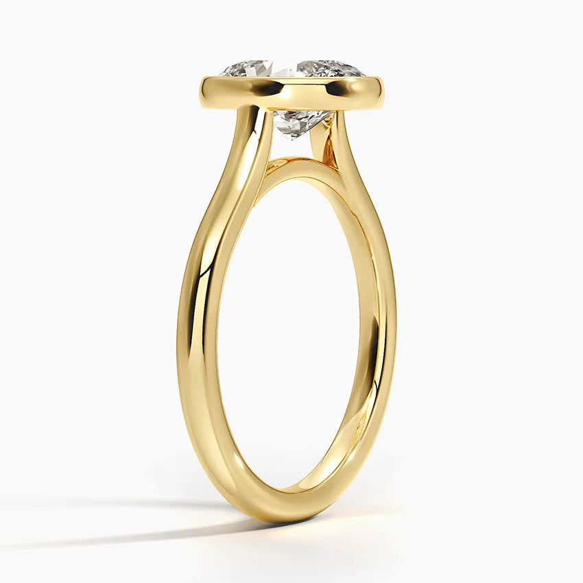 Bezel Lab Grown Diamond Engagement Ring 18K Gold - Oval