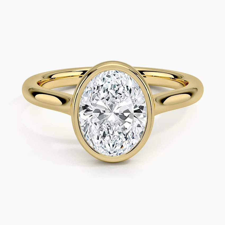 Bezel Lab Grown Diamond Engagement Ring 18K Gold - Oval