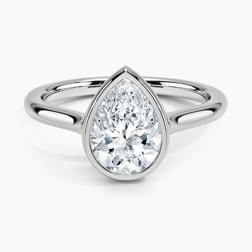 Bezel Lab Grown Diamond Engagement Ring 18K Gold- Pear