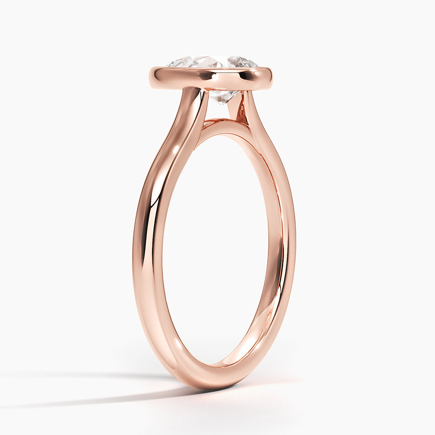 Bezel Lab Grown Diamond Engagement Ring 18K Gold- Pear