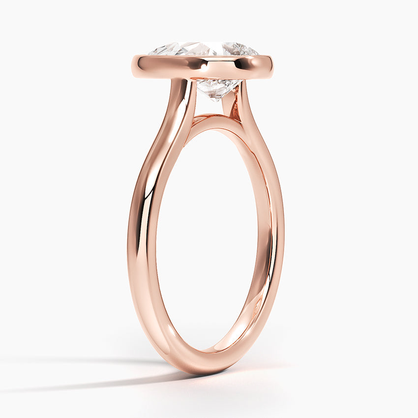 Bezel Lab Grown Diamond Engagement Ring 18K Gold- Pear