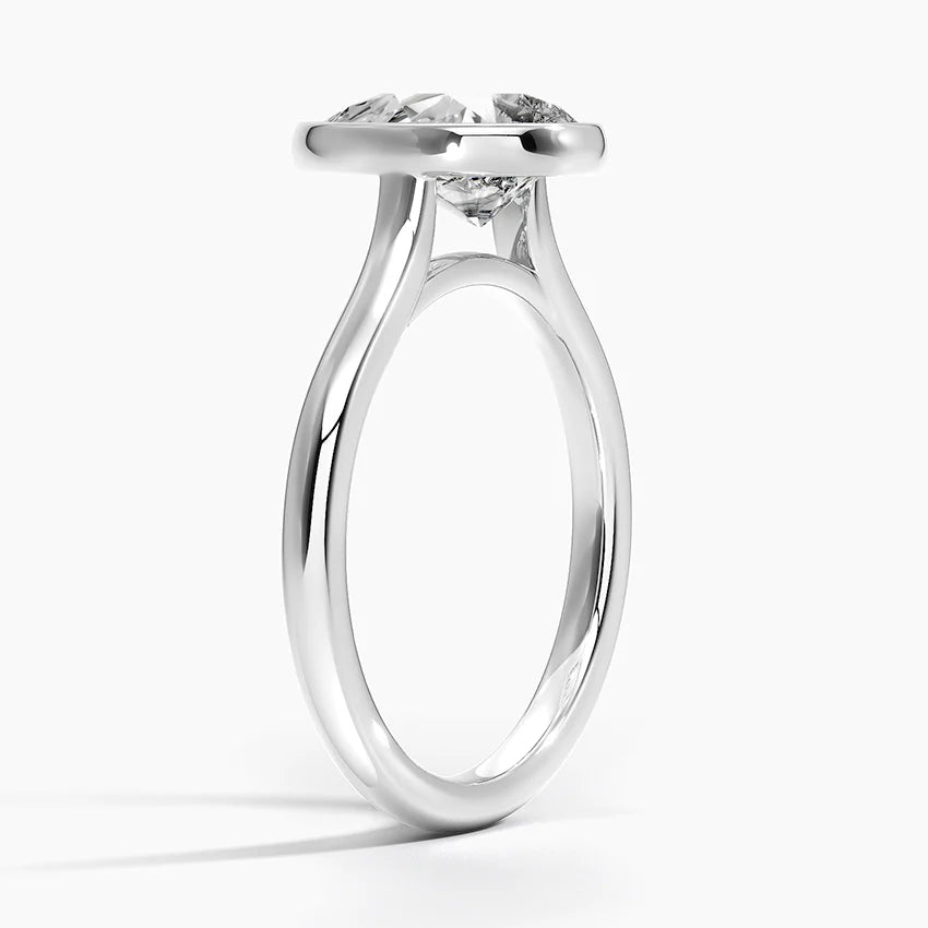 Bezel Lab Grown Diamond Engagement Ring 18K Gold- Pear