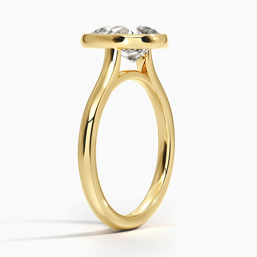 Bezel Lab Grown Diamond Engagement Ring 18K Gold- Pear