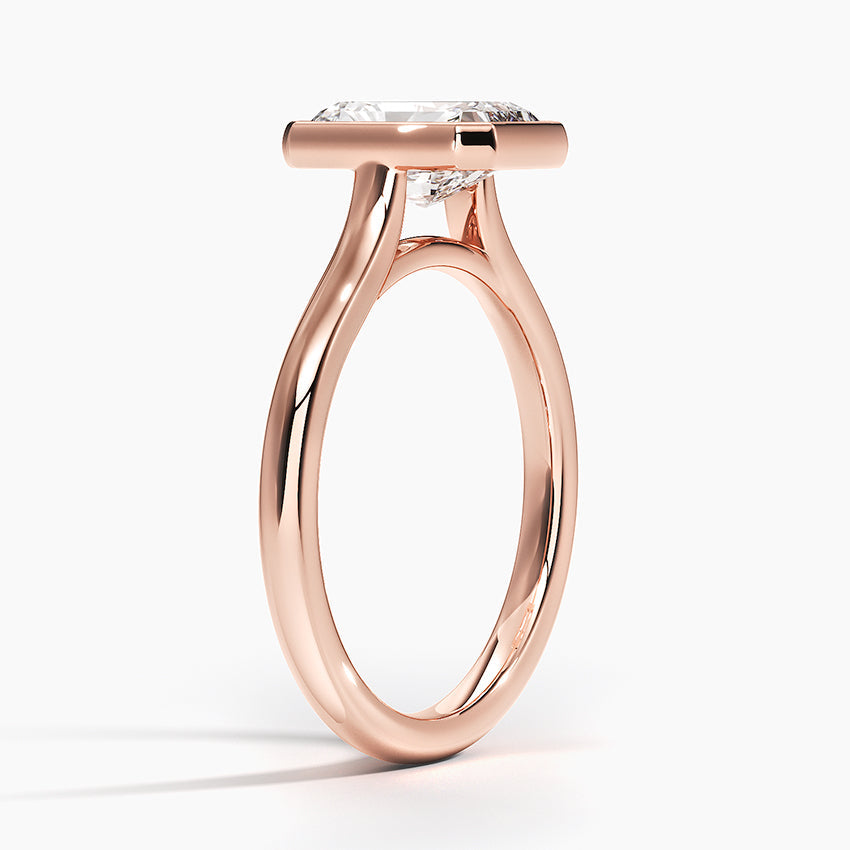 Bezel Lab Grown Diamond Engagement Ring 18K Gold - Radiant