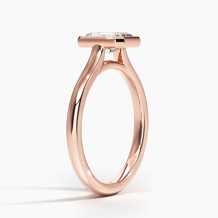 Bezel Lab Grown Diamond Engagement Ring 18K Gold - Radiant