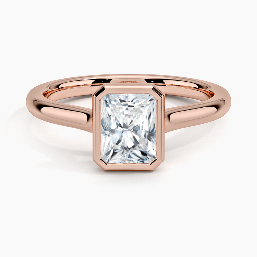 Bezel Lab Grown Diamond Engagement Ring 18K Gold - Radiant