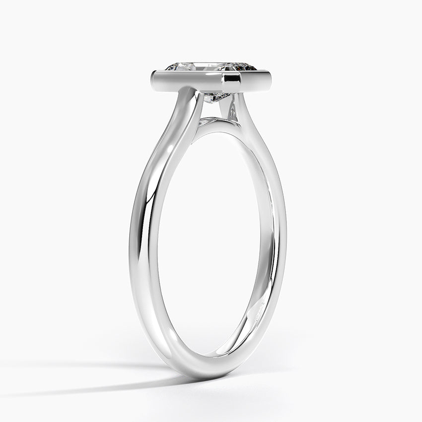 Bezel Lab Grown Diamond Engagement Ring 18K Gold - Radiant