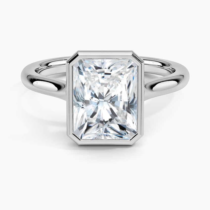 Bezel Lab Grown Diamond Engagement Ring 18K Gold - Radiant