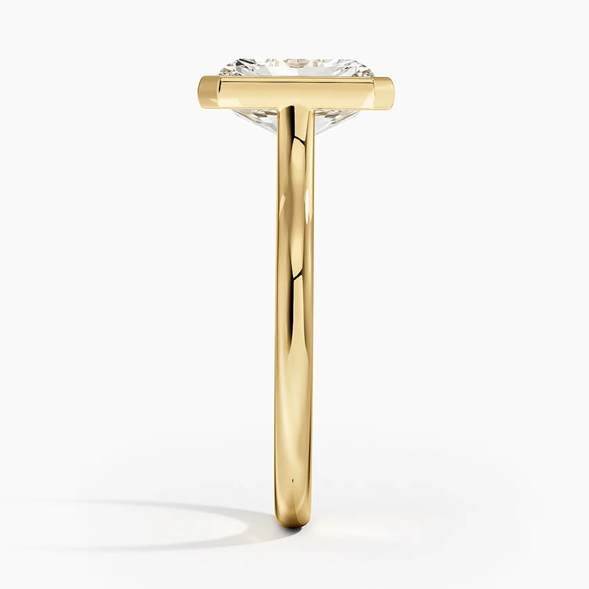 Bezel Lab Grown Diamond Engagement Ring 18K Gold - Radiant
