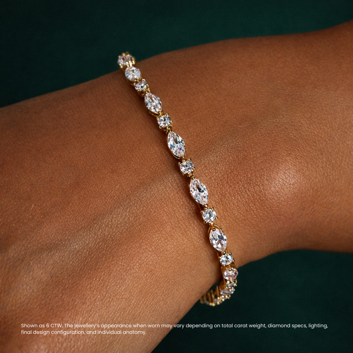 Marquise and Round Tennis Lab Diamond Bracelet (3 ct. tw.) 18K Gold
