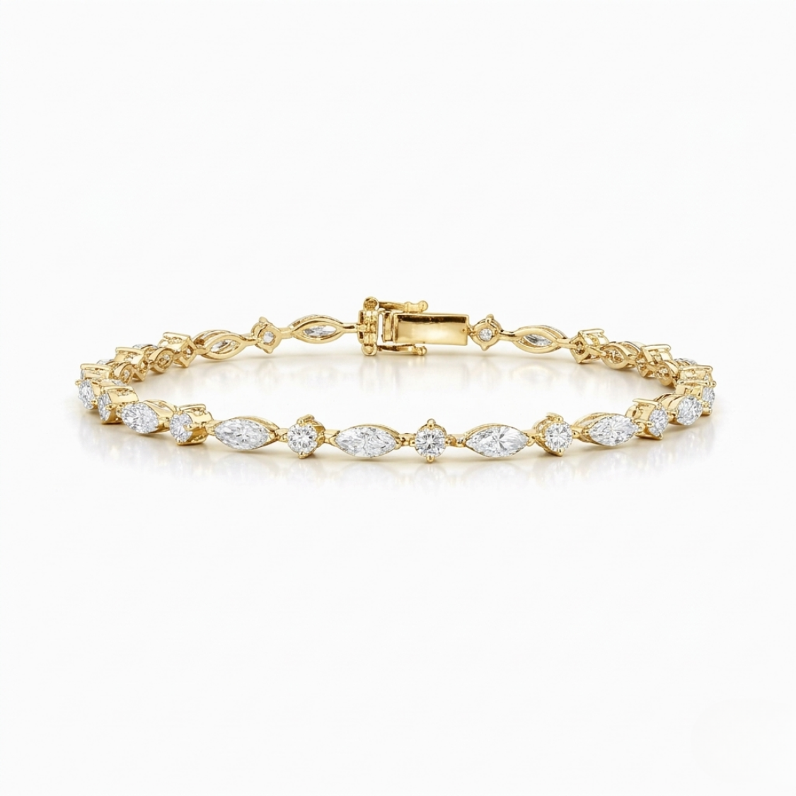 Marquise and Round Tennis Lab Diamond Bracelet (3 ct. tw.) 18K Gold