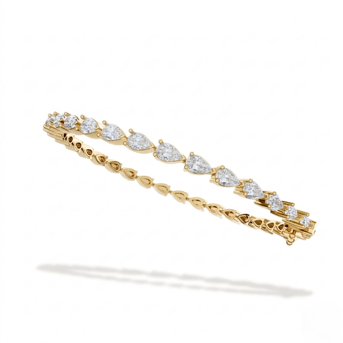 Pear East-West Tennis Lab Diamond Bracelet (6 ct. tw.) 18K Gold