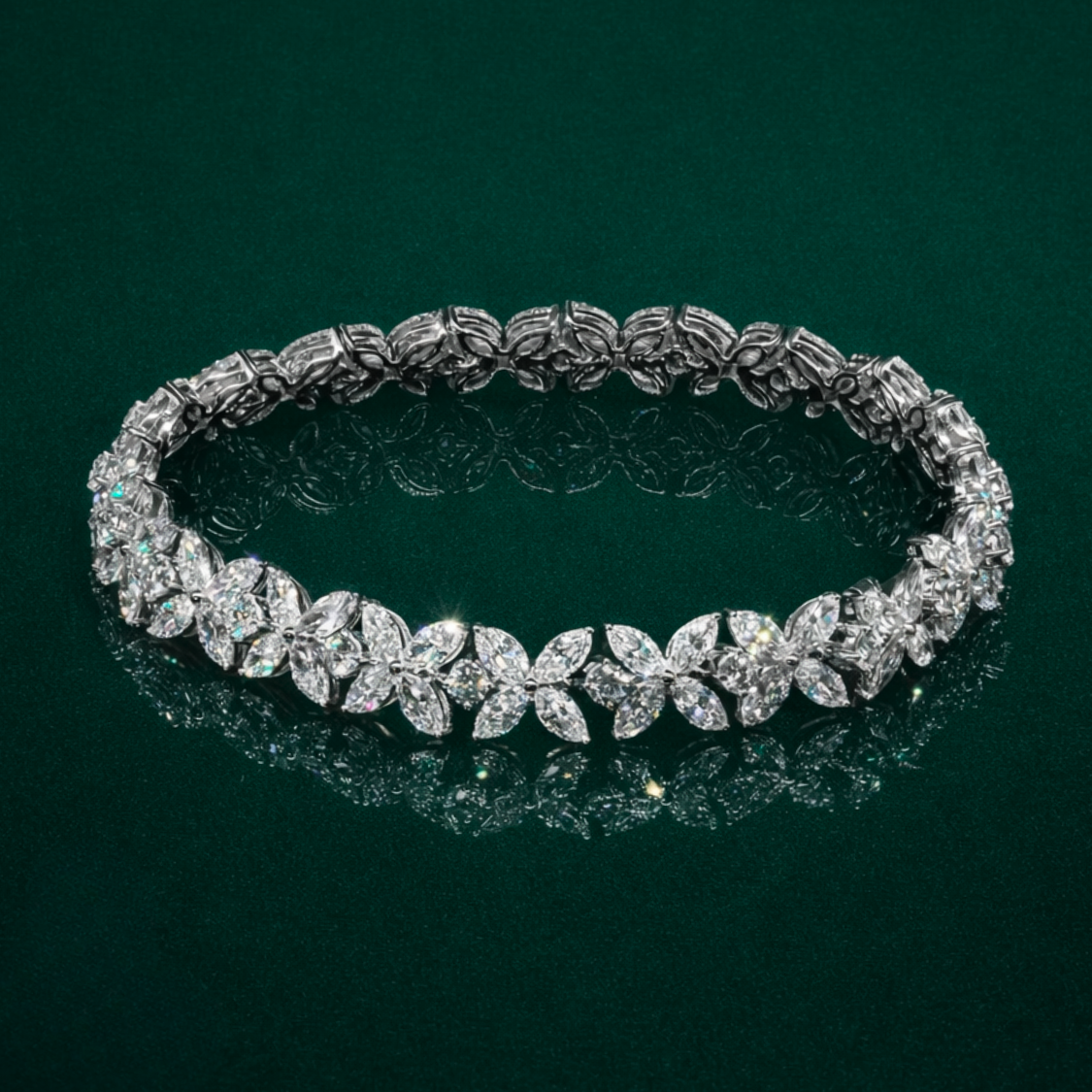 Bloomline Multi Shape Marquise and Round Lab Diamond Bracelet (10 ct. tw.) 18K White Gold