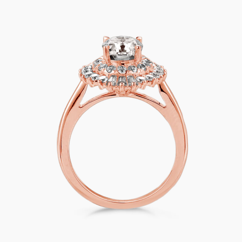 Caline Vintage Halo Accents Lab Grown Diamond Engagement Ring in 18K Gold - Oval