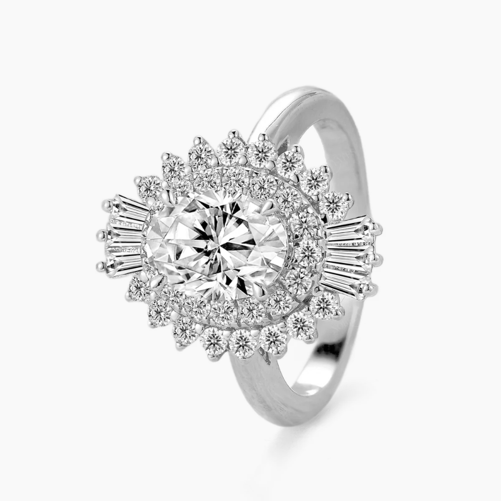 Caline Vintage Halo Accents Lab Grown Diamond Engagement Ring in 18K Gold - Oval