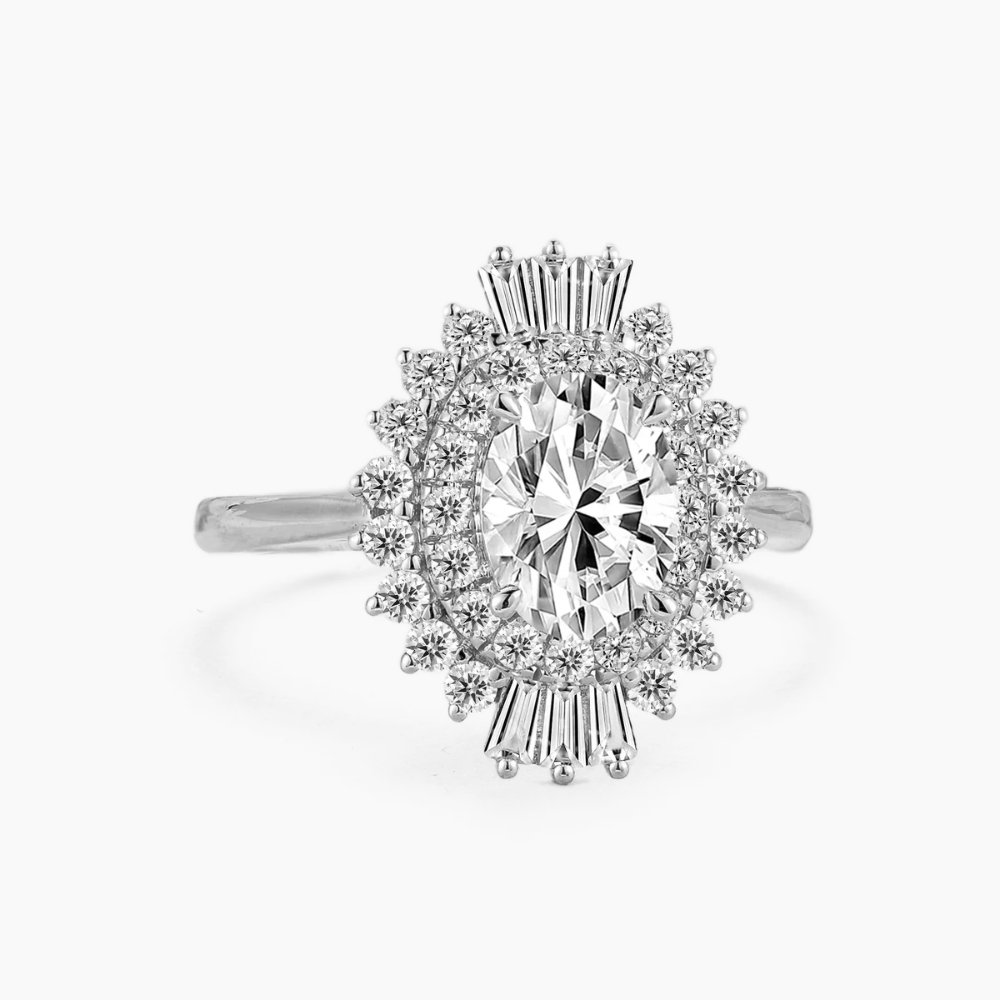 Caline Vintage Halo Accents Lab Grown Diamond Engagement Ring in 18K Gold - Oval