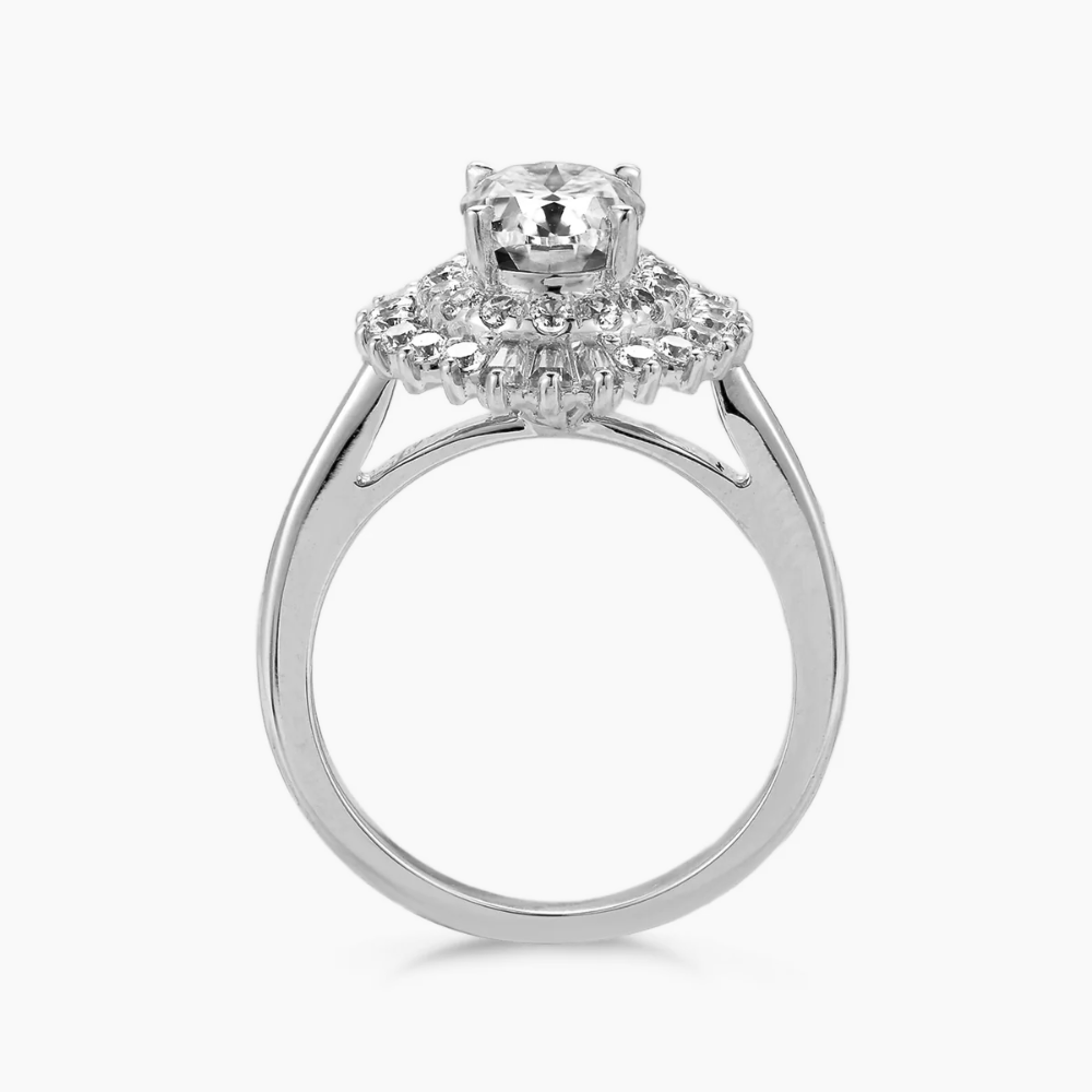 Caline Vintage Halo Accents Lab Grown Diamond Engagement Ring in 18K Gold - Oval