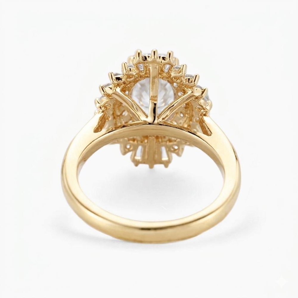 Caline Vintage Halo Accents Lab Grown Diamond Engagement Ring in 18K Gold - Oval