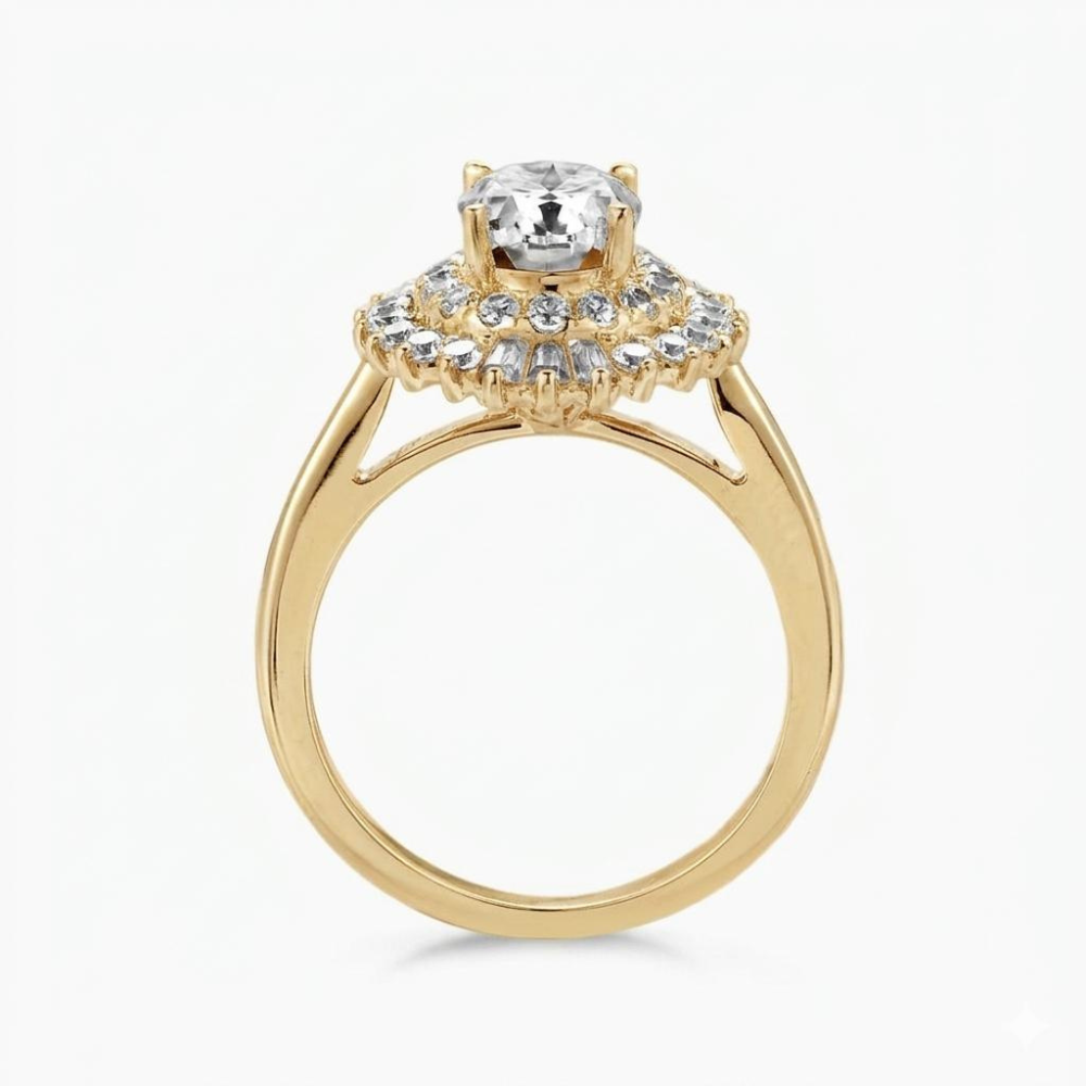 Caline Vintage Halo Accents Lab Grown Diamond Engagement Ring in 18K Gold - Oval