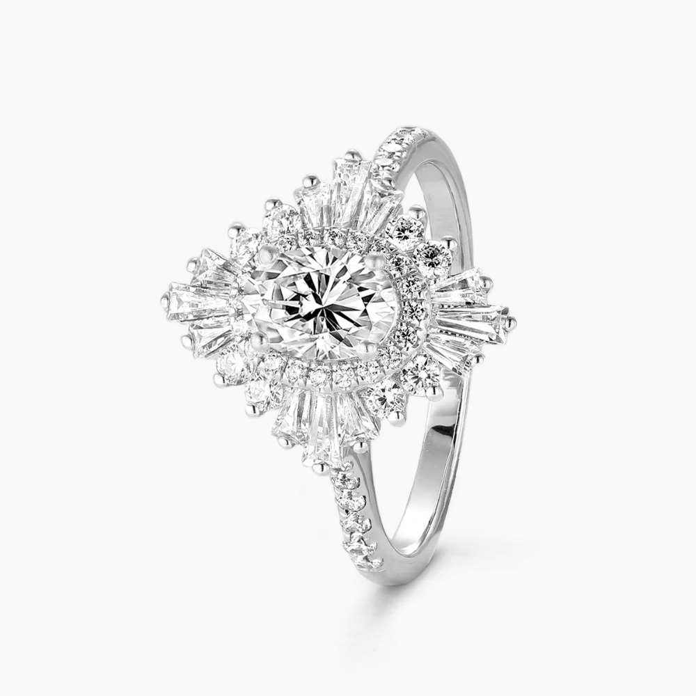 Caline Pave Vintage Halo Accents Lab Grown Diamond Engagement Ring in 18K Gold - Oval